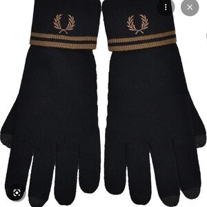 Fred Perry Black and Gold Trim Gloves
